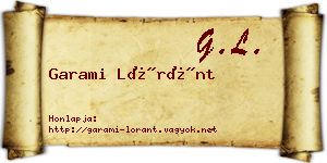 Garami Lóránt névjegykártya