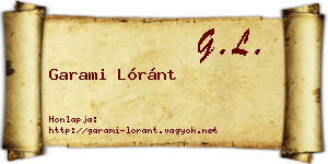 Garami Lóránt névjegykártya